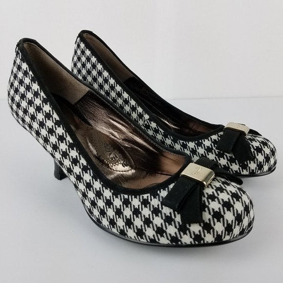 Sofft Shoes - Sofft Black White Houndstooth Pumps Heels Bow